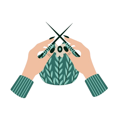 Artisan hands crocheting with upcycled materials using a low-energy handmade process